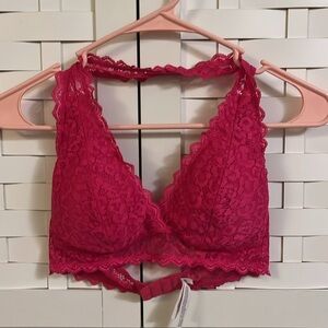 Auden Hot Pink Lace Halter Bralette Pads Included No flaws